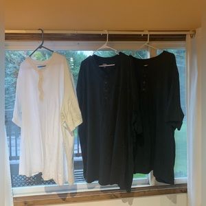 3x KINGSIZE Mens 4XL Henley T-Shirts Short-Sleeve (charcoal & white)